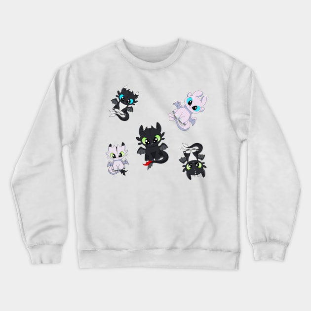 Toothless the dragon with family furies, how to train your dragon family Crewneck Sweatshirt by PrimeStore